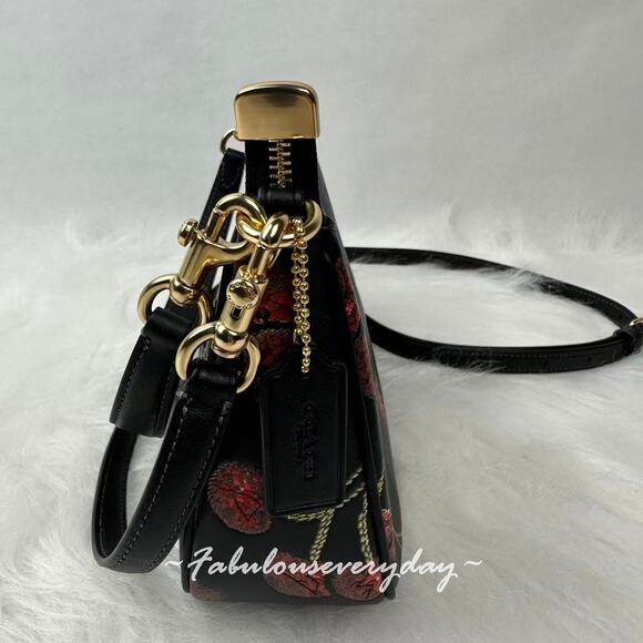 Coach Teri Shoulder/Crossbody Bag With Cherry Print Leather/Gold/Black CCZ16 NWT - Picture 2 of 7